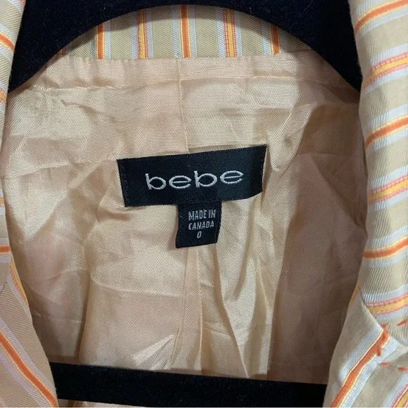 VTG 90s/Y2K bebe Beige & Orange Striped Button-Up Blazer Size 0 - Picture 3 of 12
